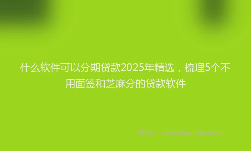 什么软件可以分期贷款2025年精选，梳理5个不用面签和芝麻分的贷款软件