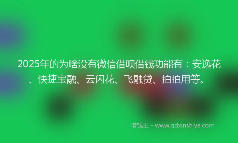 2025年的为啥没有微信借呗借钱功能有：安逸花、快捷宝融、云闪花、飞融贷、拍拍用等。
