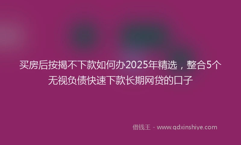 买房后按揭不下款如何办2025年精选，整合5个无视负债快速下款长期网贷的口子