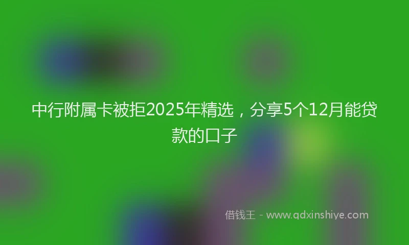 中行附属卡被拒2025年精选，分享5个12月能贷款的口子