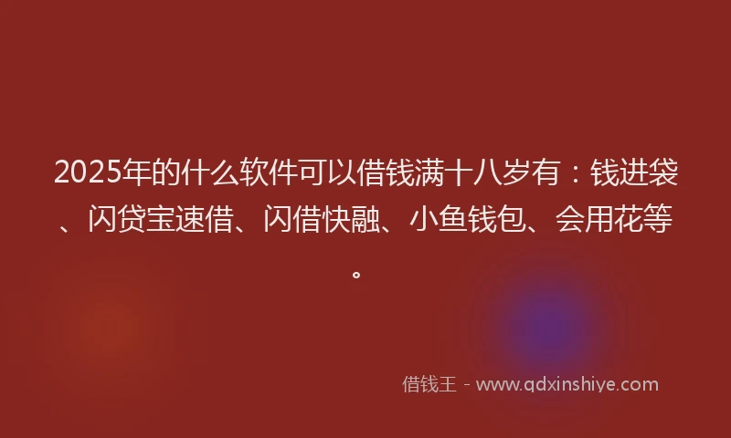 2025年的什么软件可以借钱满十八岁有：钱进袋、闪贷宝速借、闪借快融、小鱼钱包、会用花等。