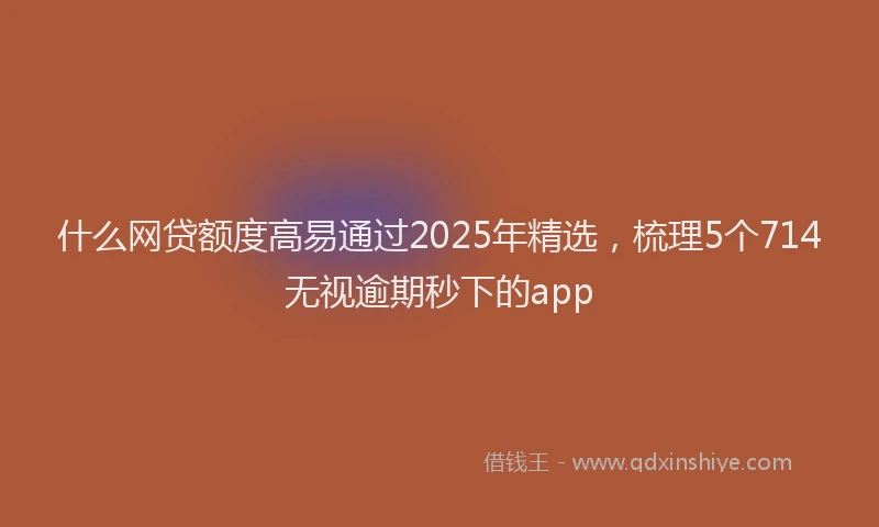 什么网贷额度高易通过2025年精选，梳理5个714无视逾期秒下的app