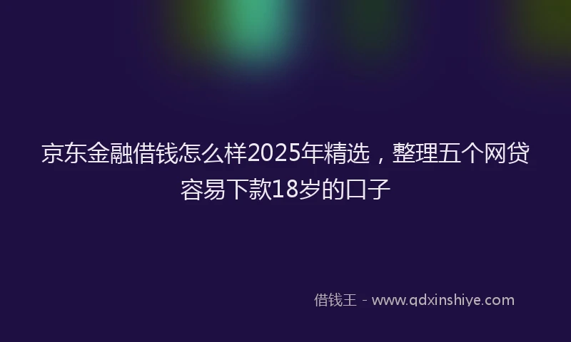 京东金融借钱怎么样2025年精选，整理五个网贷容易下款18岁的口子