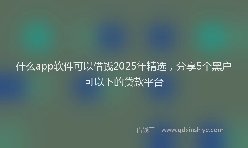 什么app软件可以借钱2025年精选，分享5个黑户可以下的贷款平台
