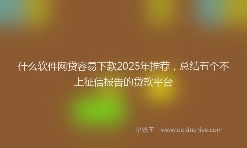 什么软件网贷容易下款2025年推荐，总结五个不上征信报告的贷款平台