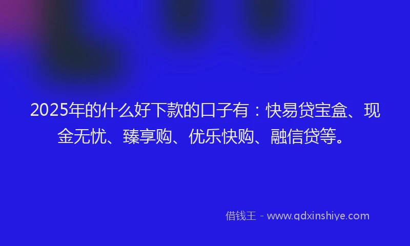 2025年的什么好下款的口子有：快易贷宝盒、现金无忧、臻享购、优乐快购、融信贷等。