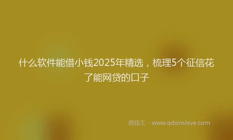 什么软件能借小钱2025年精选，梳理5个征信花了能网贷的口子
