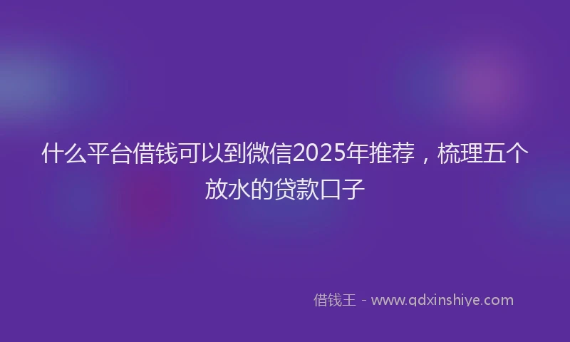 什么平台借钱可以到微信2025年推荐，梳理五个放水的贷款口子