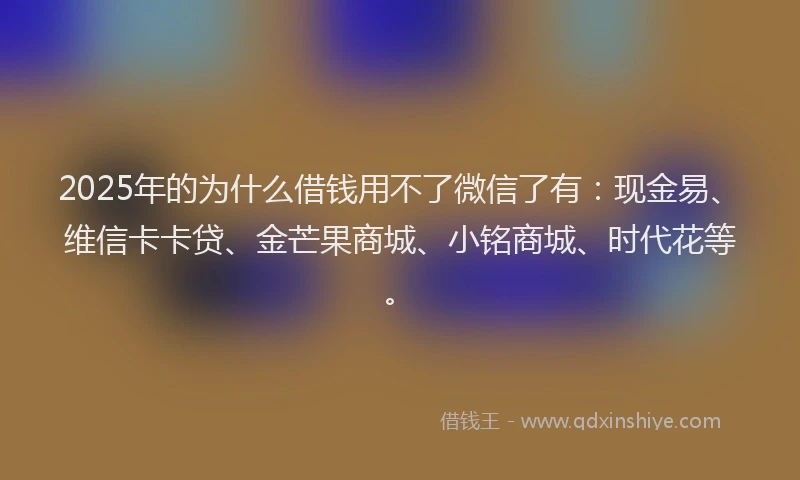 2025年的为什么借钱用不了微信了有：现金易、维信卡卡贷、金芒果商城、小铭商城、时代花等。