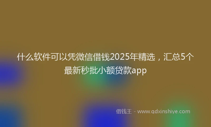 什么软件可以凭微信借钱2025年精选，汇总5个最新秒批小额贷款app