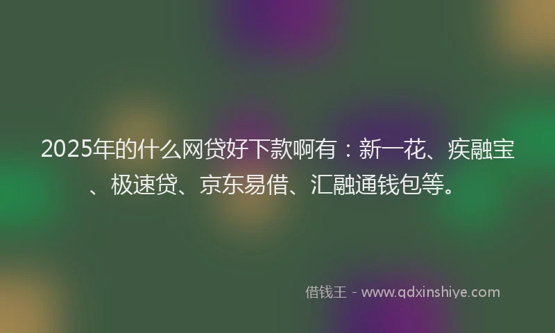 2025年的什么网贷好下款啊有：新一花、疾融宝、极速贷、京东易借、汇融通钱包等。