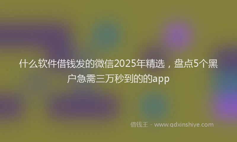 什么软件借钱发的微信2025年精选，盘点5个黑户急需三万秒到的的app