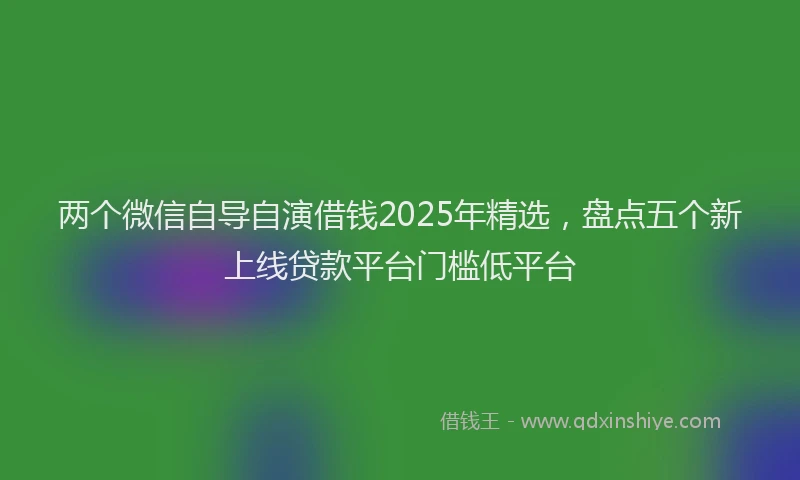 两个微信自导自演借钱2025年精选，盘点五个新上线贷款平台门槛低平台
