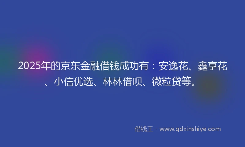 2025年的京东金融借钱成功有：安逸花、鑫享花、小信优选、林林借呗、微粒贷等。