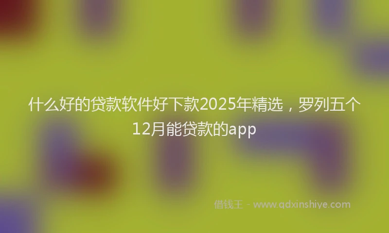 什么好的贷款软件好下款2025年精选，罗列五个12月能贷款的app