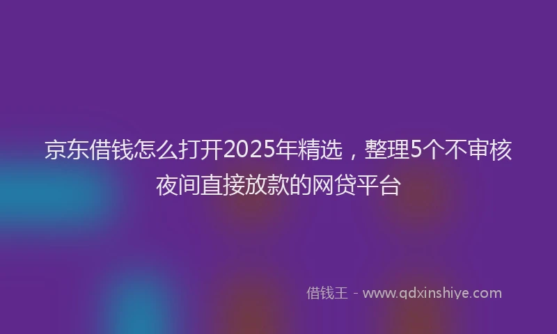 京东借钱怎么打开2025年精选，整理5个不审核夜间直接放款的网贷平台