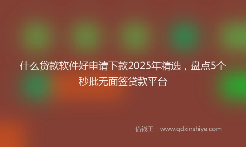 什么贷款软件好申请下款2025年精选，盘点5个秒批无面签贷款平台