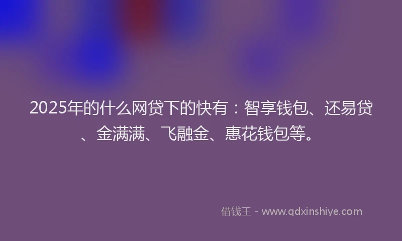 2025年的什么网贷下的快有：智享钱包、还易贷、金满满、飞融金、惠花钱包等。