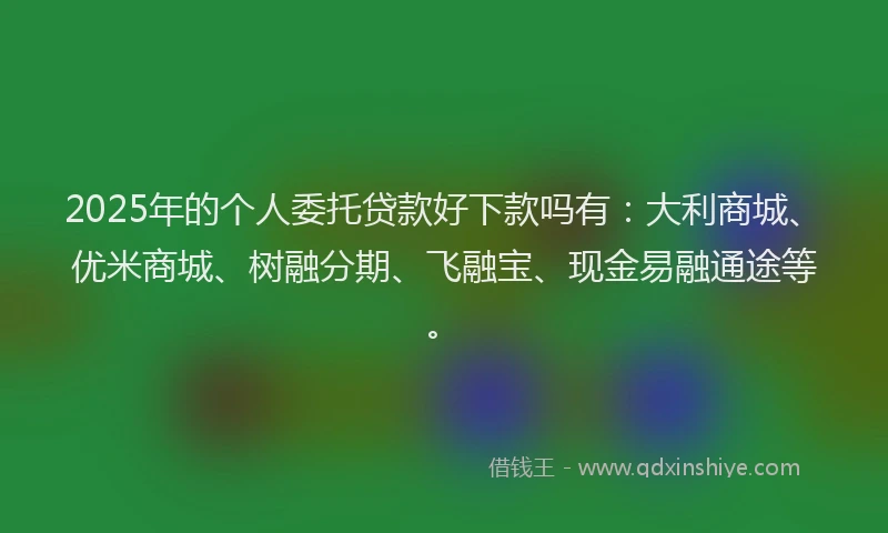 2025年的个人委托贷款好下款吗有：大利商城、优米商城、树融分期、飞融宝、现金易融通途等。