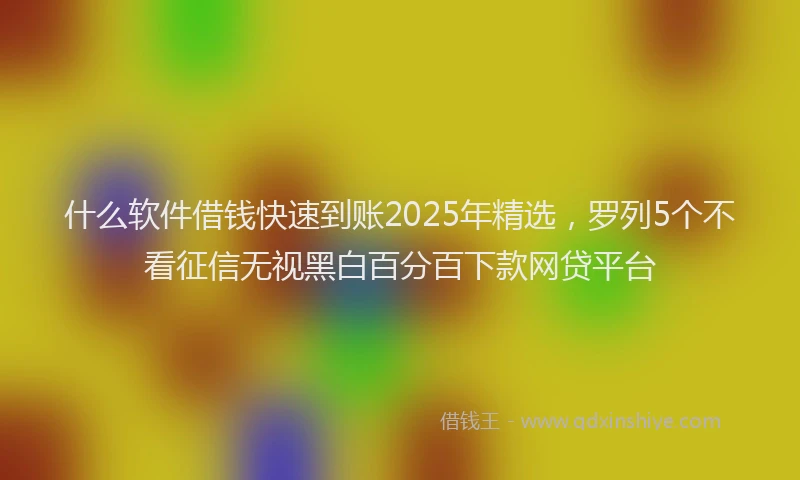 什么软件借钱快速到账2025年精选，罗列5个不看征信无视黑白百分百下款网贷平台