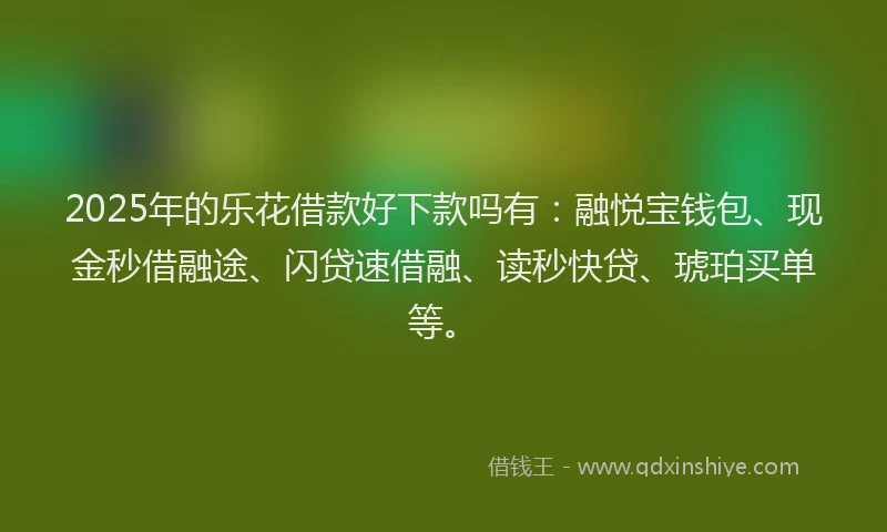 2025年的乐花借款好下款吗有：融悦宝钱包、现金秒借融途、闪贷速借融、读秒快贷、琥珀买单等。