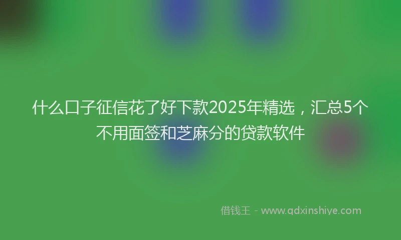 什么口子征信花了好下款2025年精选，汇总5个不用面签和芝麻分的贷款软件