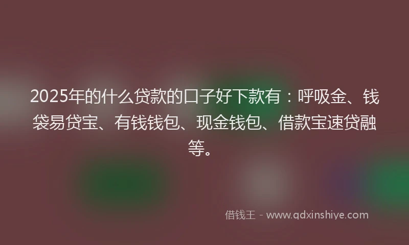 2025年的什么贷款的口子好下款有：呼吸金、钱袋易贷宝、有钱钱包、现金钱包、借款宝速贷融等。