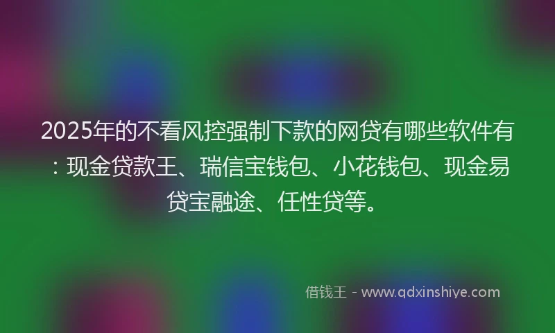 2025年的不看风控强制下款的网贷有哪些软件有：现金贷款王、瑞信宝钱包、小花钱包、现金易贷宝融途、任性贷等。