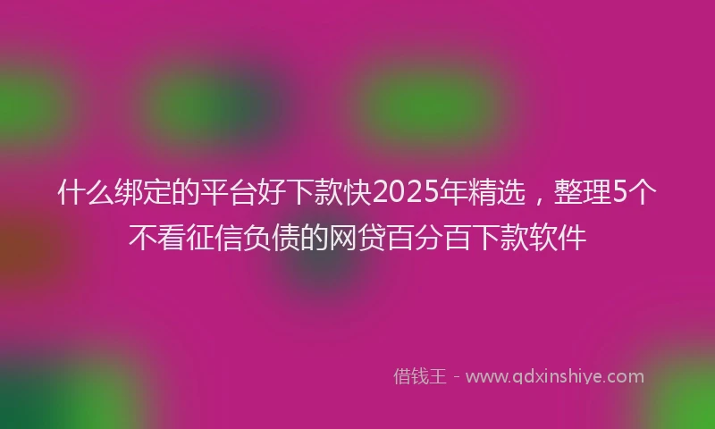什么绑定的平台好下款快2025年精选，整理5个不看征信负债的网贷百分百下款软件