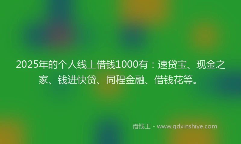 2025年的个人线上借钱1000有：速贷宝、现金之家、钱进快贷、同程金融、借钱花等。