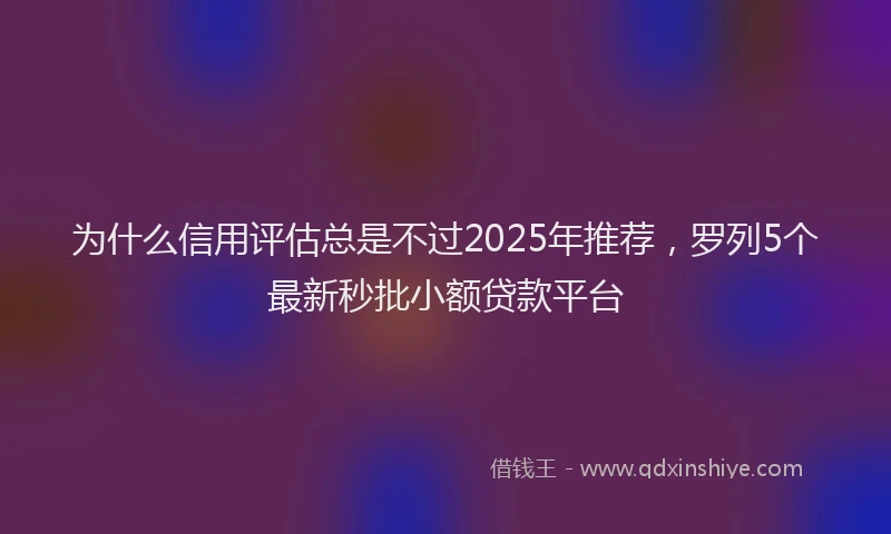 为什么信用评估总是不过2025年推荐，罗列5个最新秒批小额贷款平台