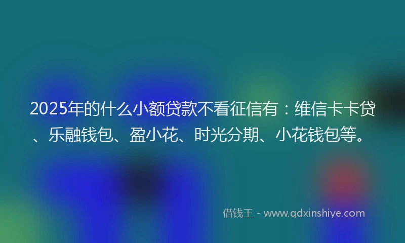 2025年的什么小额贷款不看征信有：维信卡卡贷、乐融钱包、盈小花、时光分期、小花钱包等。