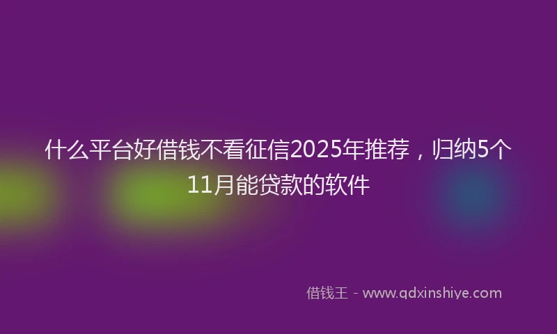 什么平台好借钱不看征信2025年推荐，归纳5个11月能贷款的软件