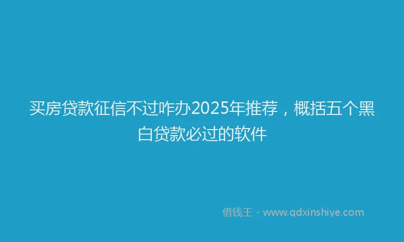 买房贷款征信不过咋办2025年推荐，概括五个黑白贷款必过的软件