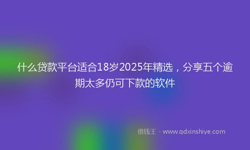 什么贷款平台适合18岁2025年精选，分享五个逾期太多仍可下款的软件