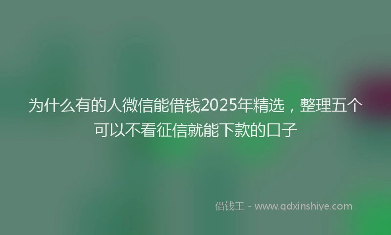 为什么有的人微信能借钱2025年精选，整理五个可以不看征信就能下款的口子