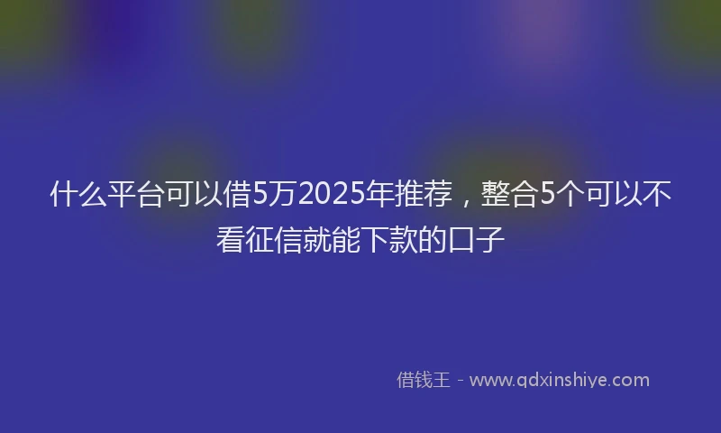 什么平台可以借5万2025年推荐，整合5个可以不看征信就能下款的口子