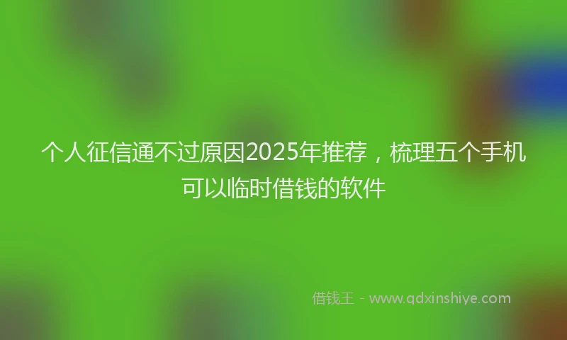 个人征信通不过原因2025年推荐，梳理五个手机可以临时借钱的软件