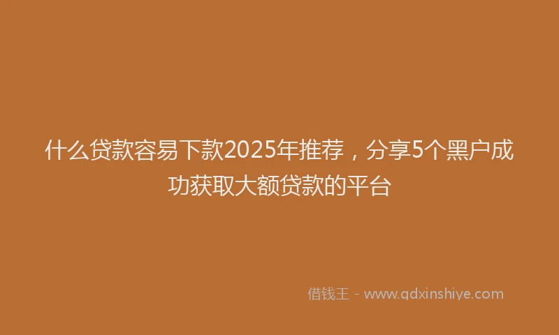 什么贷款容易下款2025年推荐，分享5个黑户成功获取大额贷款的平台
