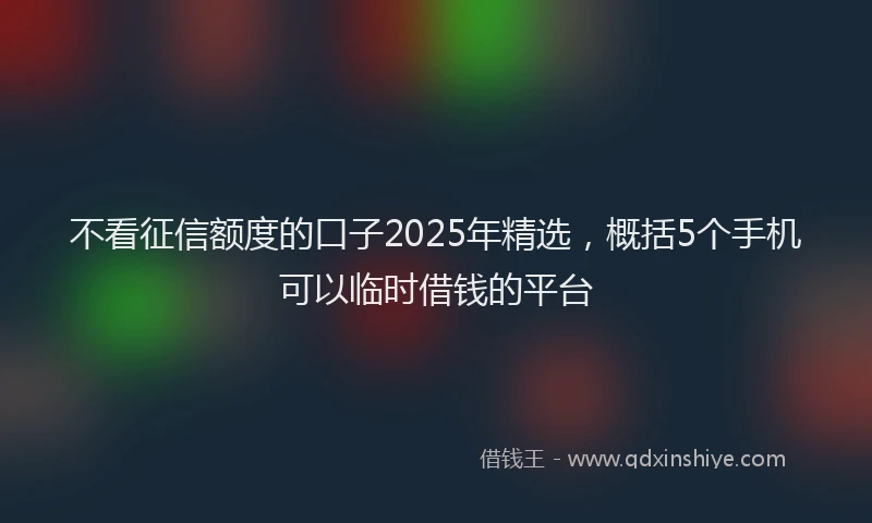 不看征信额度的口子2025年精选，概括5个手机可以临时借钱的平台