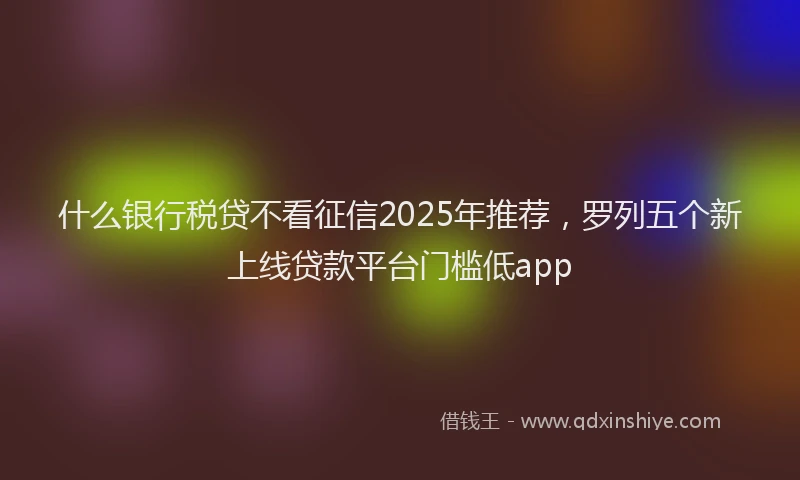 什么银行税贷不看征信2025年推荐，罗列五个新上线贷款平台门槛低app