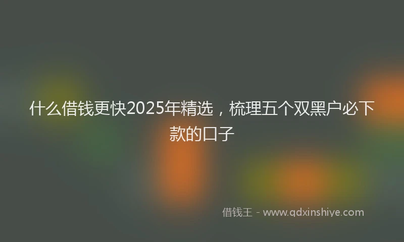 什么借钱更快2025年精选，梳理五个双黑户必下款的口子