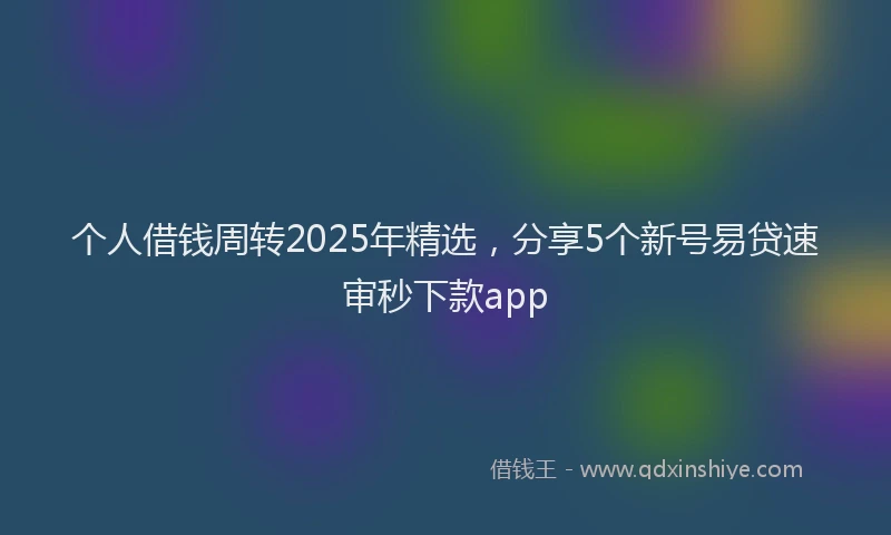 个人借钱周转2025年精选，分享5个新号易贷速审秒下款app
