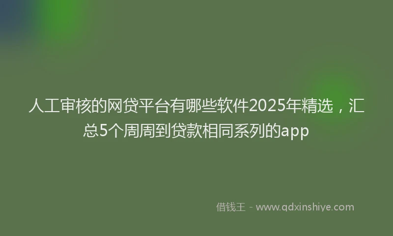 人工审核的网贷平台有哪些软件2025年精选，汇总5个周周到贷款相同系列的app