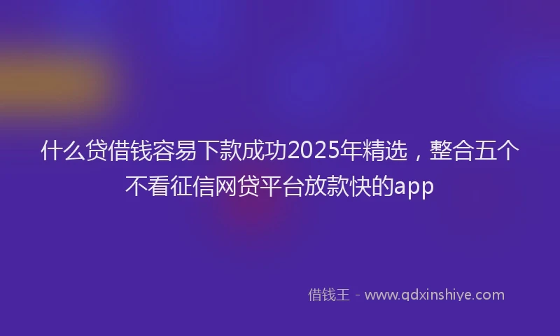 什么贷借钱容易下款成功2025年精选，整合五个不看征信网贷平台放款快的app
