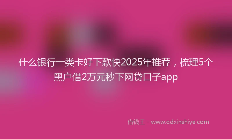 什么银行一类卡好下款快2025年推荐，梳理5个黑户借2万元秒下网贷口子app