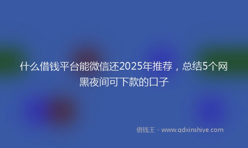 什么借钱平台能微信还2025年推荐，总结5个网黑夜间可下款的口子
