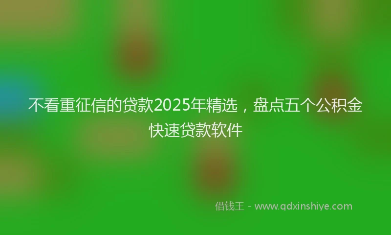 不看重征信的贷款2025年精选，盘点五个公积金快速贷款软件