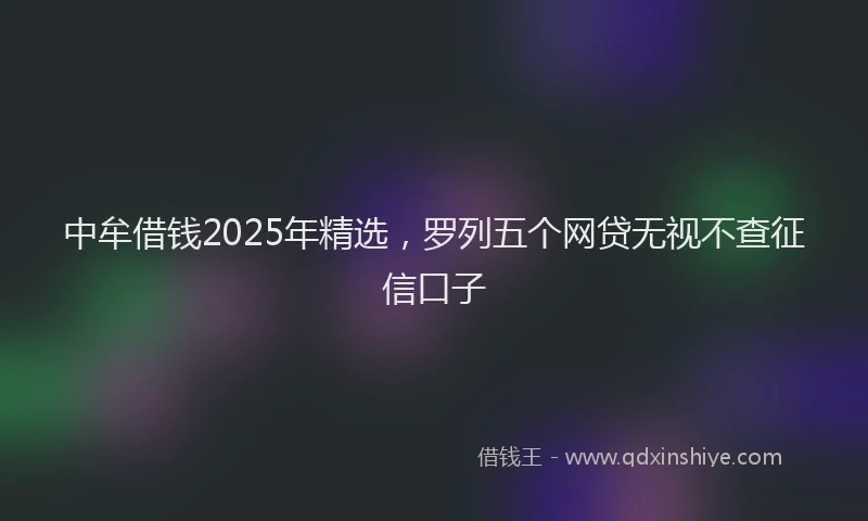 中牟借钱2025年精选，罗列五个网贷无视不查征信口子