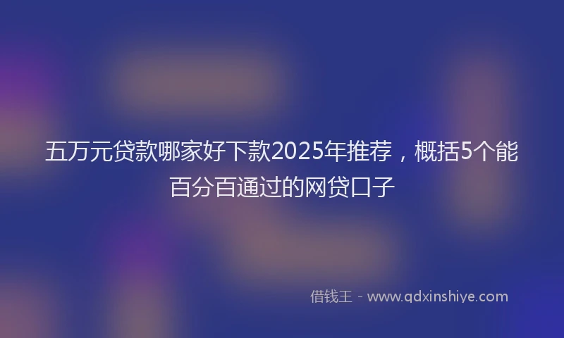 五万元贷款哪家好下款2025年推荐，概括5个能百分百通过的网贷口子